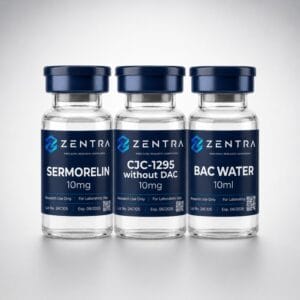 GHRH Analogue Comparative Research Bundle with Sermorelin 10mg, CJC-1295 without DAC 10mg and BAC Water 10ml