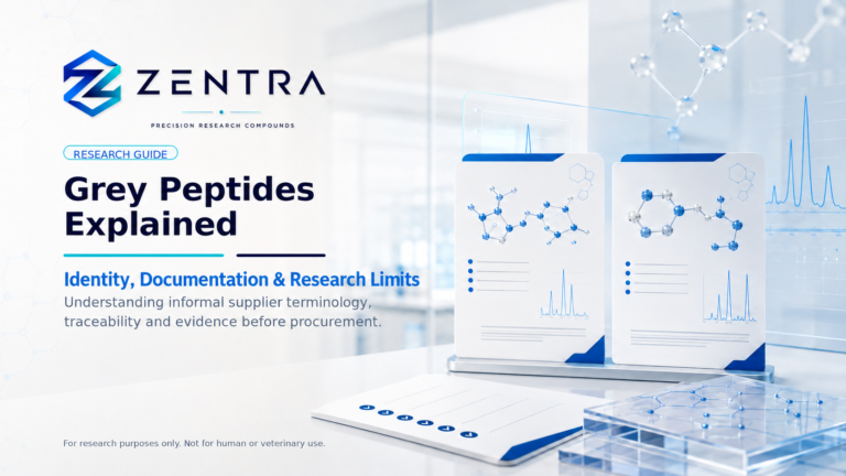ZENTRA guide to grey peptide terminology, identity, documentation and research limits
